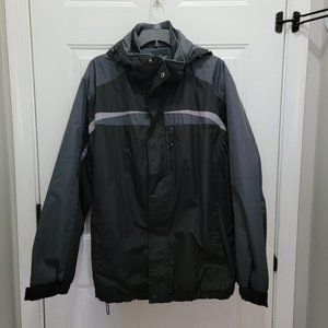 Faded Glory Mens Black & Gray Hooded Lined Jacket Size L (42-44)